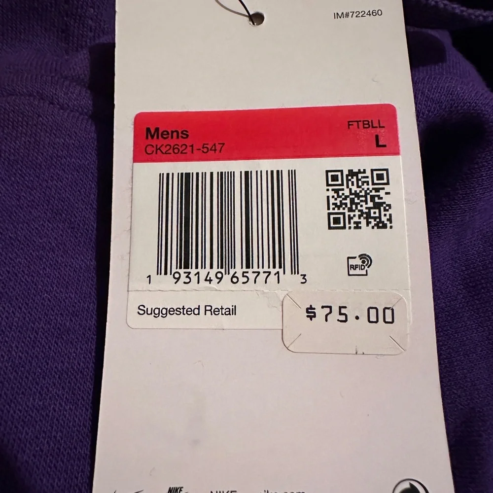 Nike Purple Sweatshirt with Unique Graphic Mens Size L. NEW‎